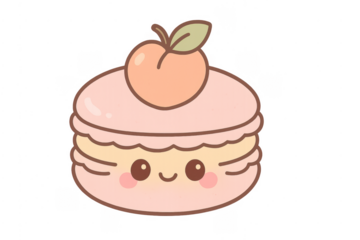 Kawaii peach macaron creating happy dessert snack element