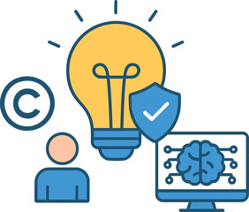 A  illustration depicting an infographic-style representation of protected intellectual property ideas