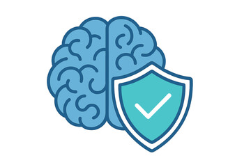 Shielded digital brain symbolizing data protection, intellectual property safety, and AI security
