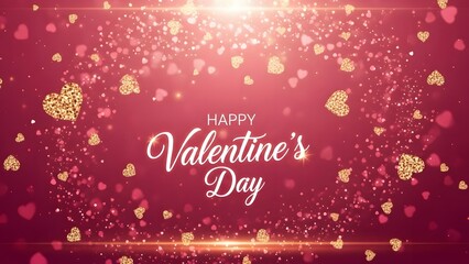 Naklejka premium A festive and sparkling background for valentine's day with golden glitter hearts
