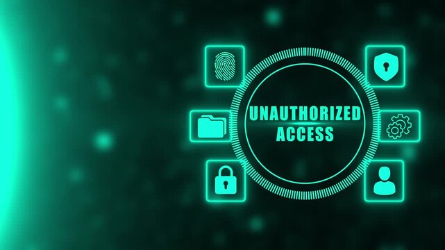 Unauthorized Access Cyber Security Concept with Neon on Dark Background neon dark background data protection