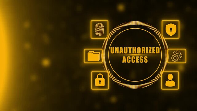 Unauthorized Access Concept with Security and Glowing Yellow on Dark Background cybersecurity data protection