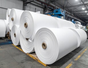 A huge pile of paper in the printing house. Printing industry texture Background