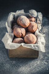 Homemade and fresh mini doughnuts as a tasty snack.