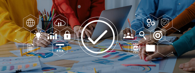 Diverse professionals collaborate in a modern office, focusing on project management and innovative strategies, fostering creativity and teamwork through effective analysis. Gantry