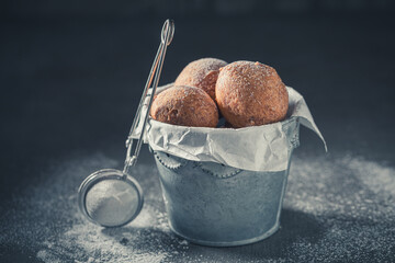 Hot and tasty mini doughnuts for Fat Thursday in Poland.