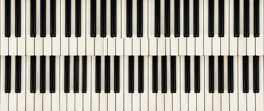 Close Up View of Double Manual Organ Keyboard Keys