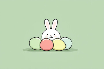 Obraz premium Cute Bunny with Colorful Easter Eggs Illustration