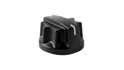 Black Electric Guitar Knob with White Indicator Line isolated on transparent background