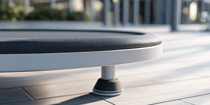 Detail shot of rebounder trampoline legs resting firmly on floor  