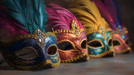 Colorful Carnival Masks Representing Brazilian Festive Tradition