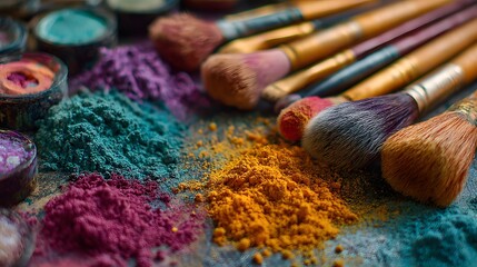 Carnival Makeup And Pigments For Festival Beauty Preparation