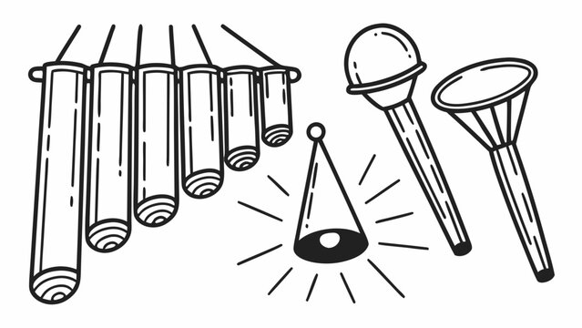 Party microphone hat and hanging lights hand-drawn illustration