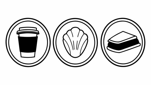 Cafe Icons: Coffee Cup, Madeline, and Sandwich