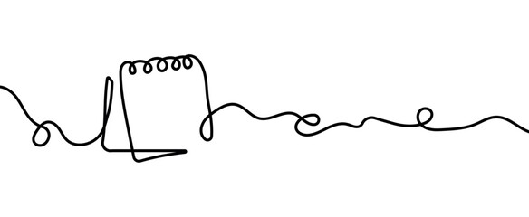 Modern one line table calendar, wavy outline design. Continuous One single line desk calendar png and vector illustration on transparent background