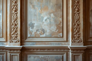 White wall panels in classical style with gilding