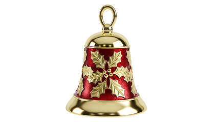 Gold bell with red holly decoration