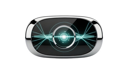 Futuristic Electric Gadget with Cyan Energy Lines Isolated on Transparent Background
