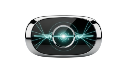 Futuristic Electric Gadget with Cyan Energy Lines Isolated on Transparent Background