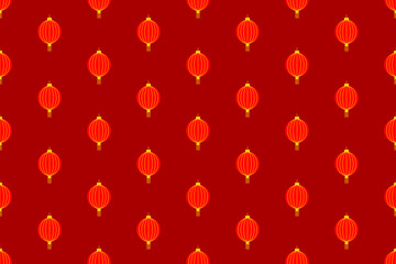 Chinese Lamp Pattern Seamless Background. Traditional Lantern Decorative. Vector Illustration