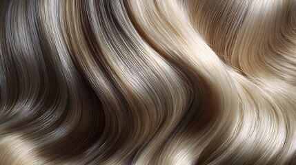 Luxurious wavy hair in shades of blonde brown and dark brown with highlights and soft natural lighting for beauty and lifestyle concepts with luxurious hair