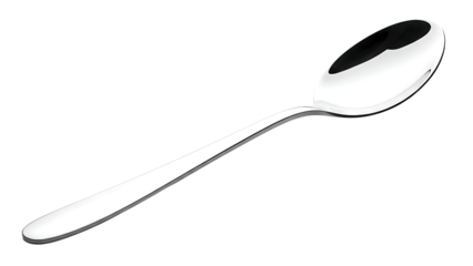 Silver spoon on transparent grid background