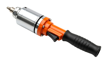 Orange and silver power tool with black handle