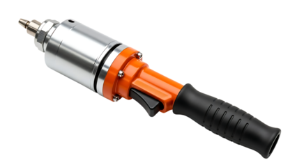 Orange and silver power tool with black handle