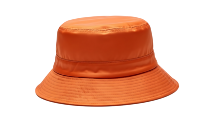 Orange leather bucket hat on transparent background