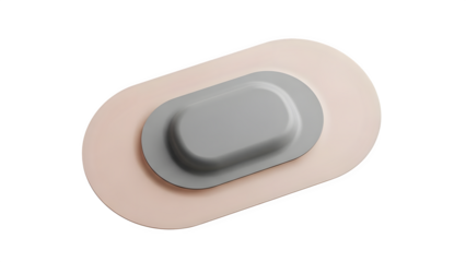 Medical adhesive patch with gray oval center isolated on transparent background