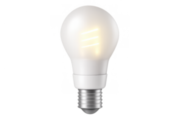 Led light bulb illuminating, representing innovation, bright ideas, energy saving, and creative solutions, on transparent background