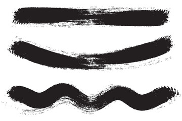 hand-drawn black brush stroke elements . set of paint stroke , ink brush, brush strokes, brushes, lines.