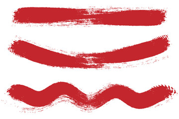 Obraz premium Red set of paint stroke , ink brush, brush strokes, brushes, lines. Hand drawn grunge texture brush stroke and Grunge brushes collection.