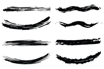 hand-drawn black brush stroke elements . set of paint stroke , ink brush, brush strokes, brushes, lines.