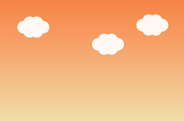 夕方の空と雲のシンプルな背景イラスト