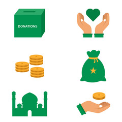 Islamic Charity Icons  Zakat and Donation Vector