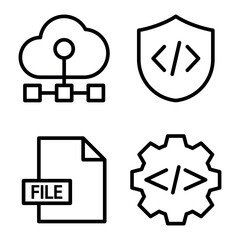  Software Icon Set Vector Line Art Design Template