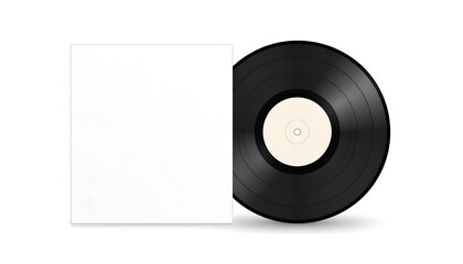 Blank Vinyl Record and Sleeve Mockup on White Background.