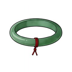 Elegant green circular bracelet with red knot