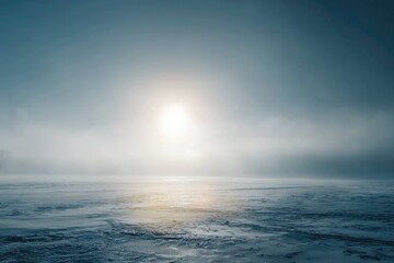 Minimal Lake Scene with Gentle Light Haze