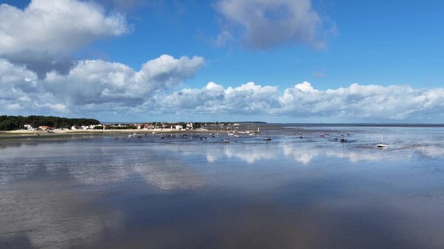 A serene coastal scene with a small town of Fouras, Charente-Maritime, France