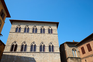 Palace facade in Siena, Tuscany, Italy.