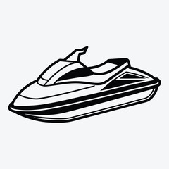 Jet Ski line art White background illustration Generative Ai