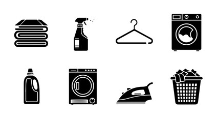 Laundry essentials isolated on white background, Vector