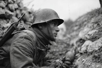 Fototapeta premium Portrait of World War II soldier.