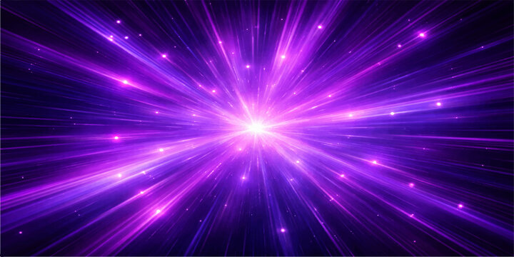 Abstract blue and purple space background featuring a bright star burst with glowing laser rays and shiny energy flares for a disco night vector design illustration