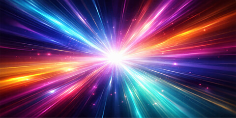 Naklejka premium A bright blue disco star bursts with glowing laser rays in this shiny abstract light background design featuring a cosmic energy flash and a night sky illustration