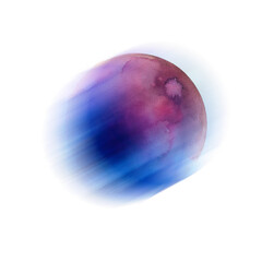 Abstract watercolor blue stain, blot. Blue color on white isolated background. Round shape, for the logo, for your design, postcards and other things. Blue sky, blue circle spot. Blue moon