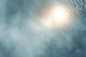 Mystical Foggy Snow Landscape Background
