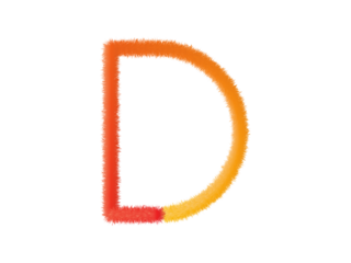 3D Fluffy Capital Letter D with Warm Red, Orange, and Yellow Fur Texture Isolated on White Background